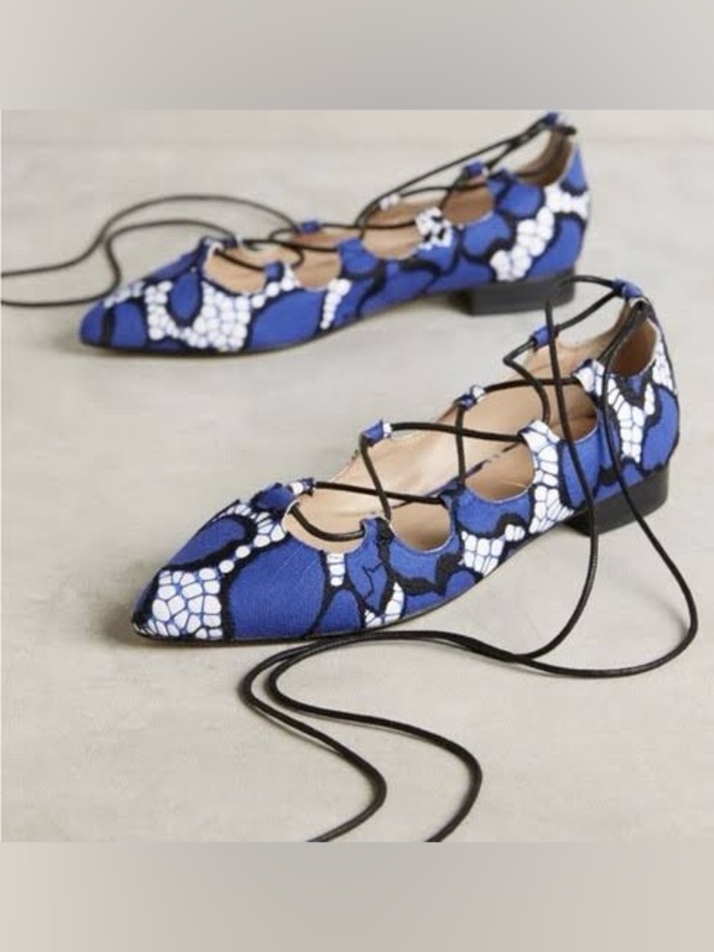 Anthropologie Billy Ella Ghillie Printed Lace-up Flats.